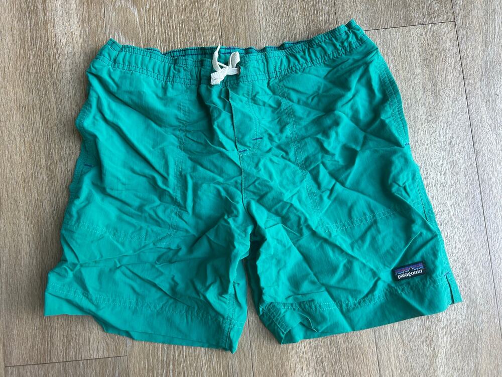 Patagonia Kids Baggies Shorts Green Unlined Board Shorts Elastic Drawstring